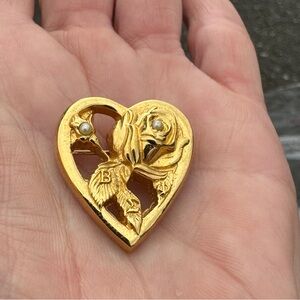 Beta Sigma Phi Order Of The Rose Sorority Heart Pin Brooch Pendant Combination